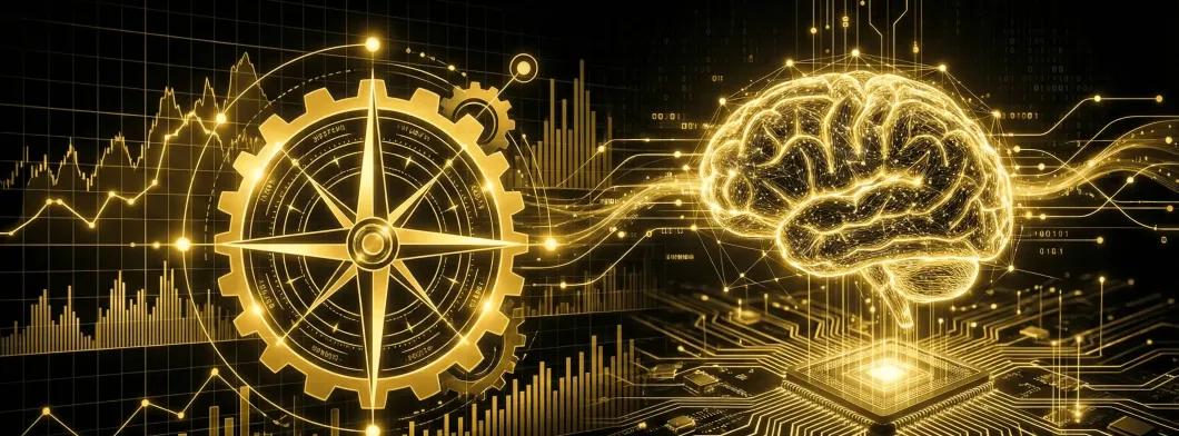 An ai generated image of a compass and a brain