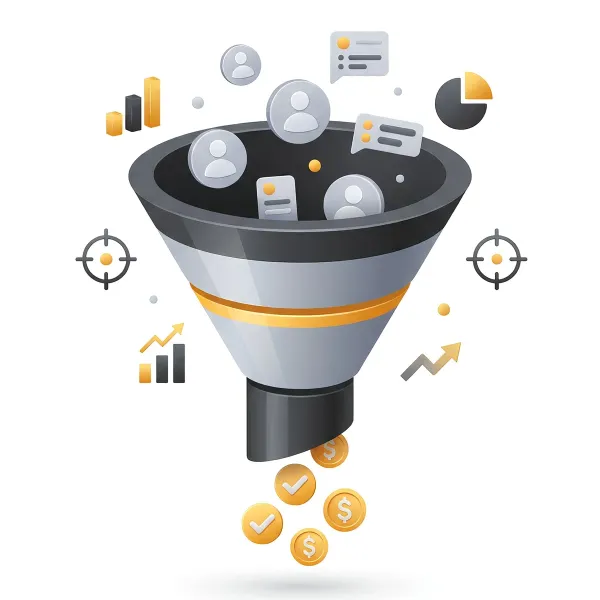 funnel showing customer lead conversion