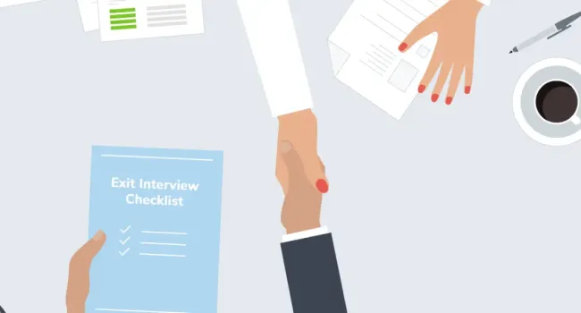 exit interview handshake graphic