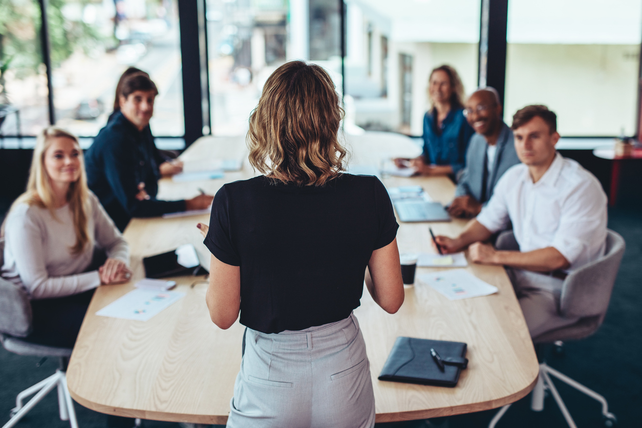 lady talking in a meeting